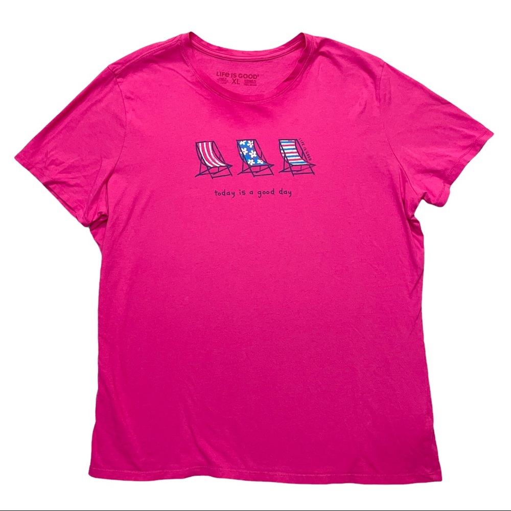 Life Is Good Pink Today Is A Good Day Short Sleeve T-shirt Top Women’s Size XL